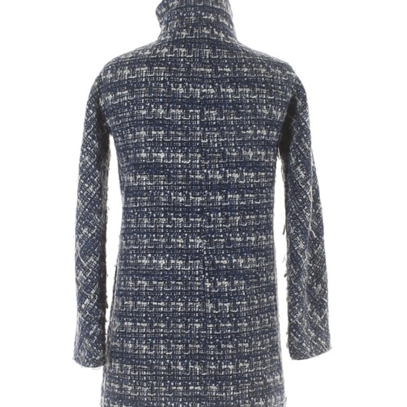 J Crew Blue and Grey Asymmetrical Wool Zip Coat - Picture 2 of 9